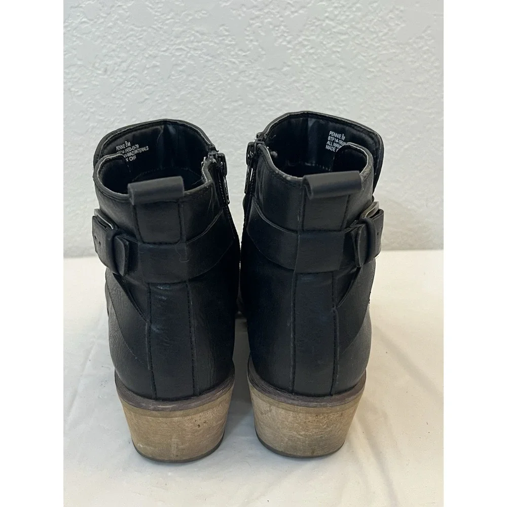 Bare Traps Pennie Women Black Side Zip Ankle Boot Bootie Shoe Size 8M Block 1.75
